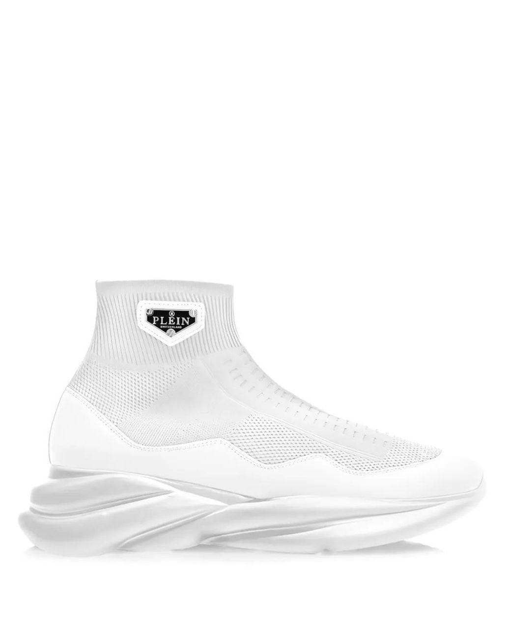 Philipp Plein White Skywalker Logo-Appliqué Sneakers