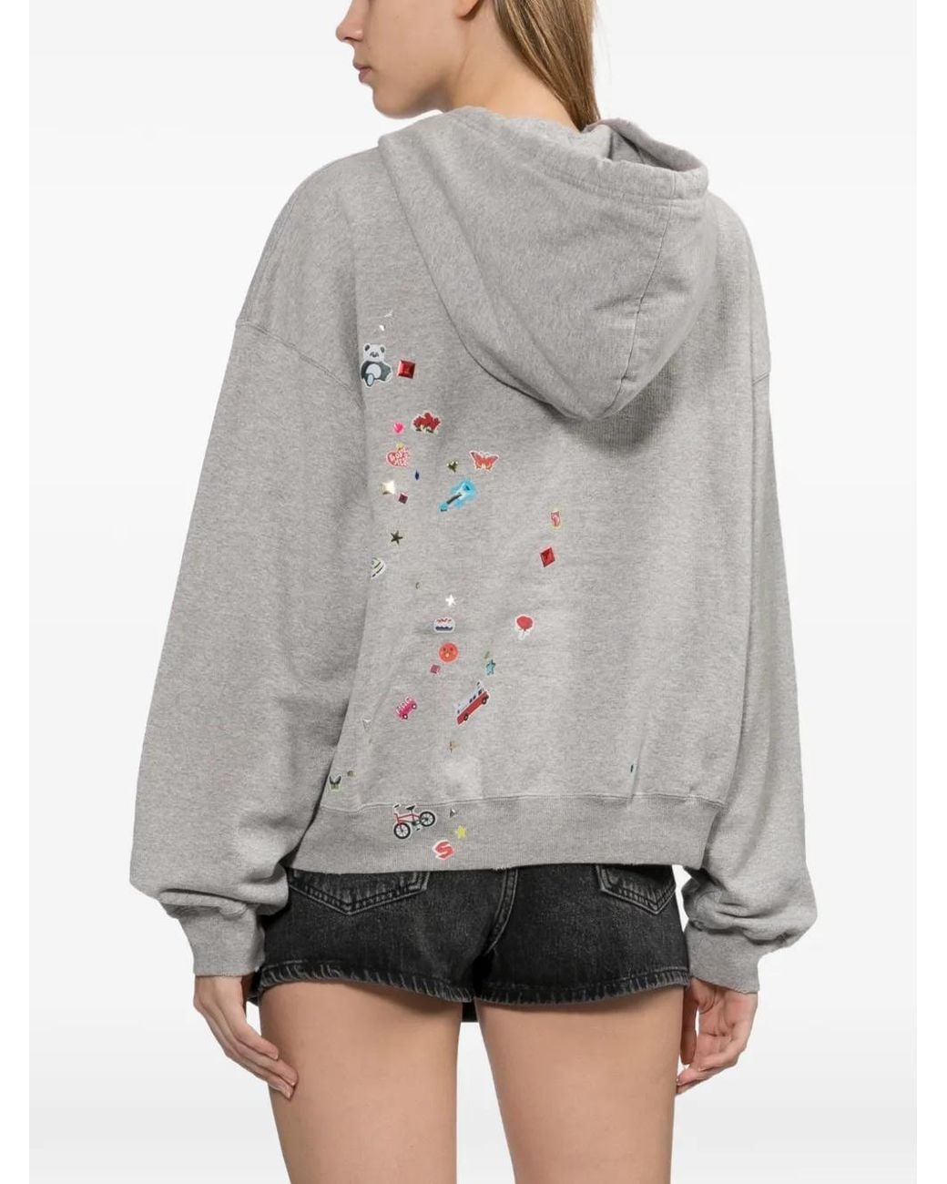 Maison Mihara Yasuhiro Gray Kids Sticker-Printed Zip-Up Hoodie