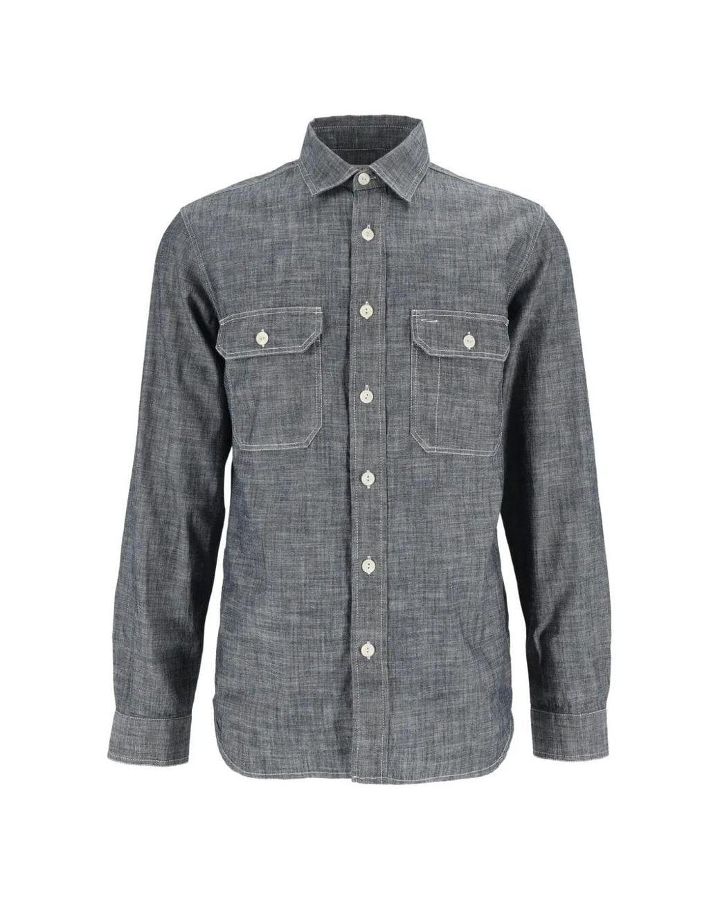 Tela Genova Gray Emilio Raw Chambray Shirt Jacket for men