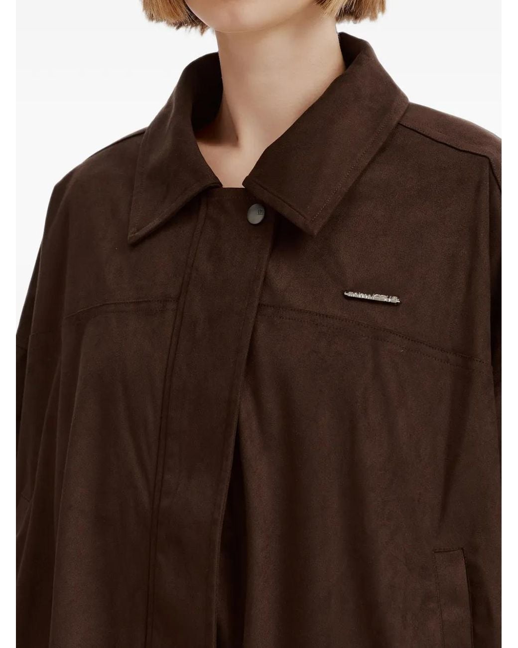 Izzue Brown Suede-Effect Bomber Jacket