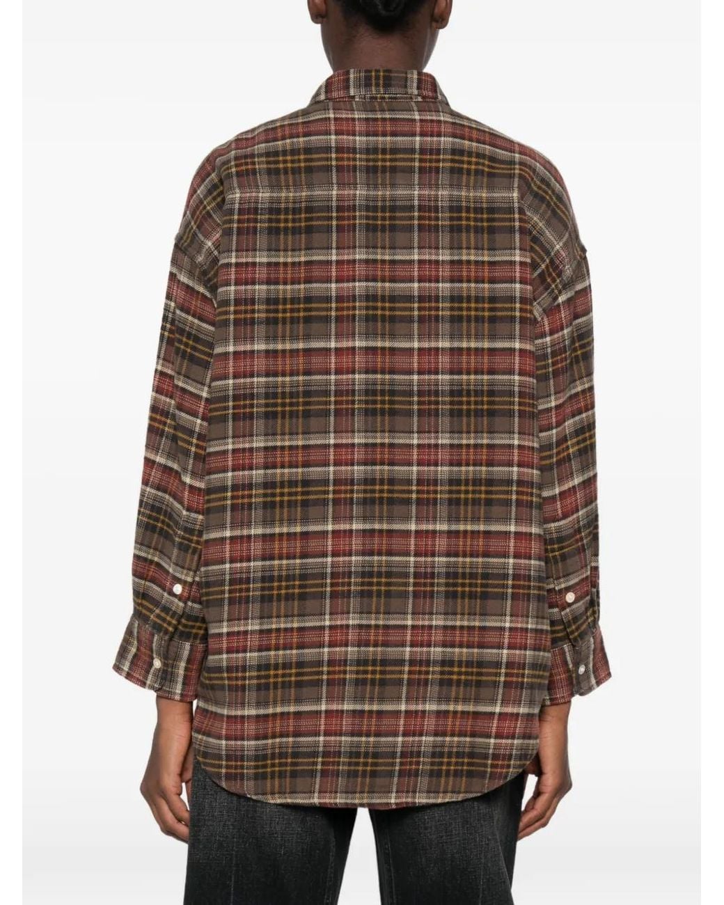 R13 Brown Plaid-Pattern Shirt