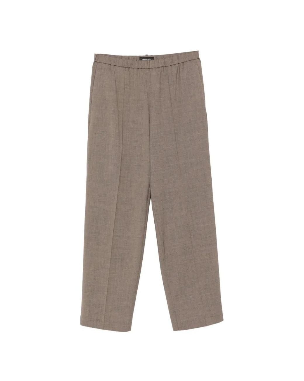 Fabiana Filippi Gray Elasticated-Waistband Pressed-Crease Trousers