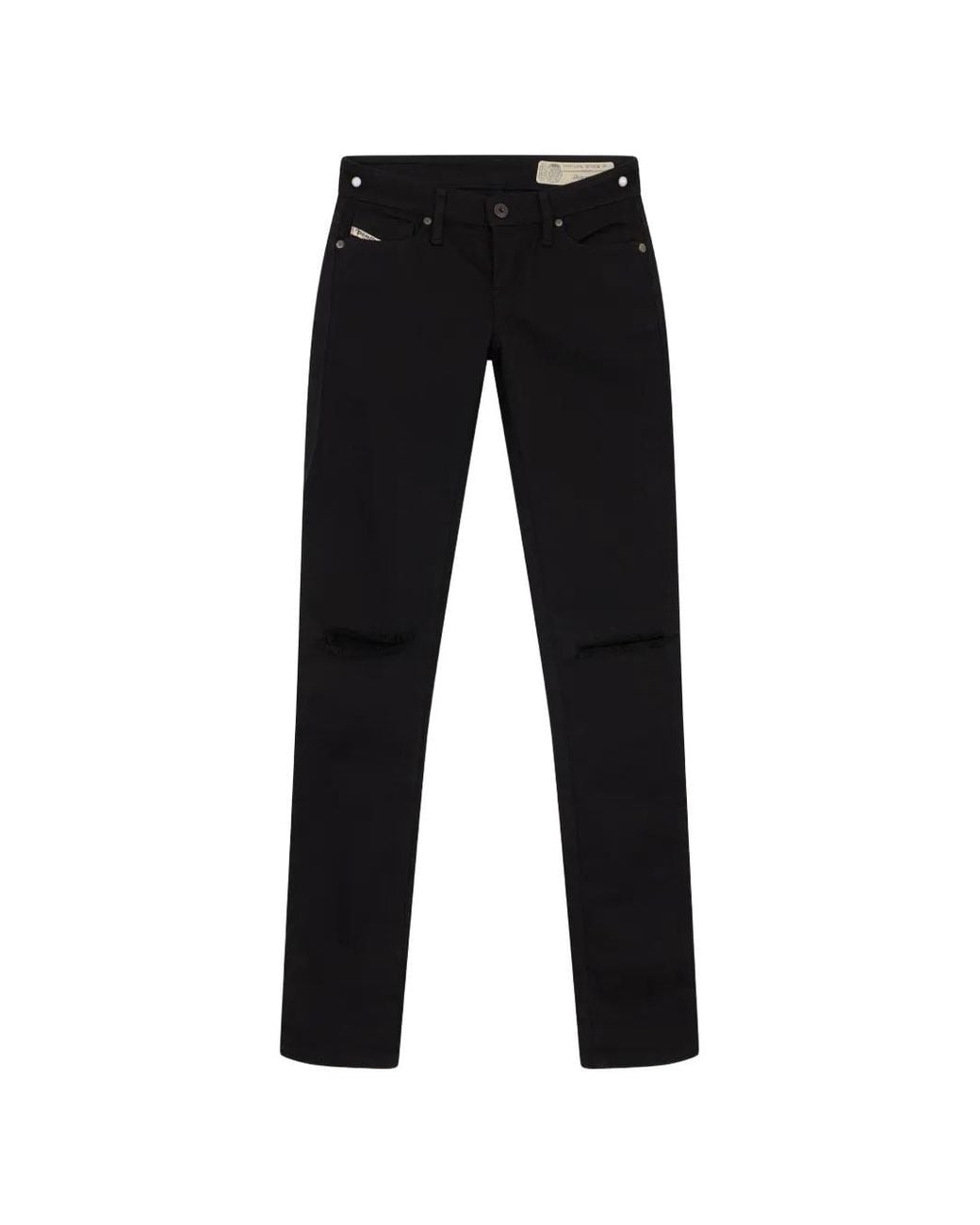 DIESEL Black Distressed Straight-Leg Jeans