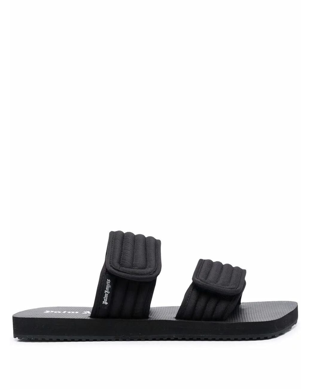 Palm Angels Black Double Strap Quilted Sandals for men