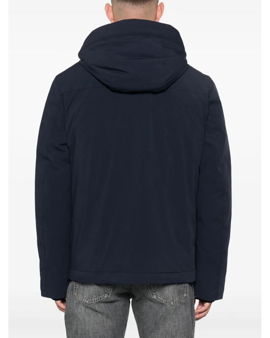 Woolrich Blue Padded Jacket With Detachable Hood for men