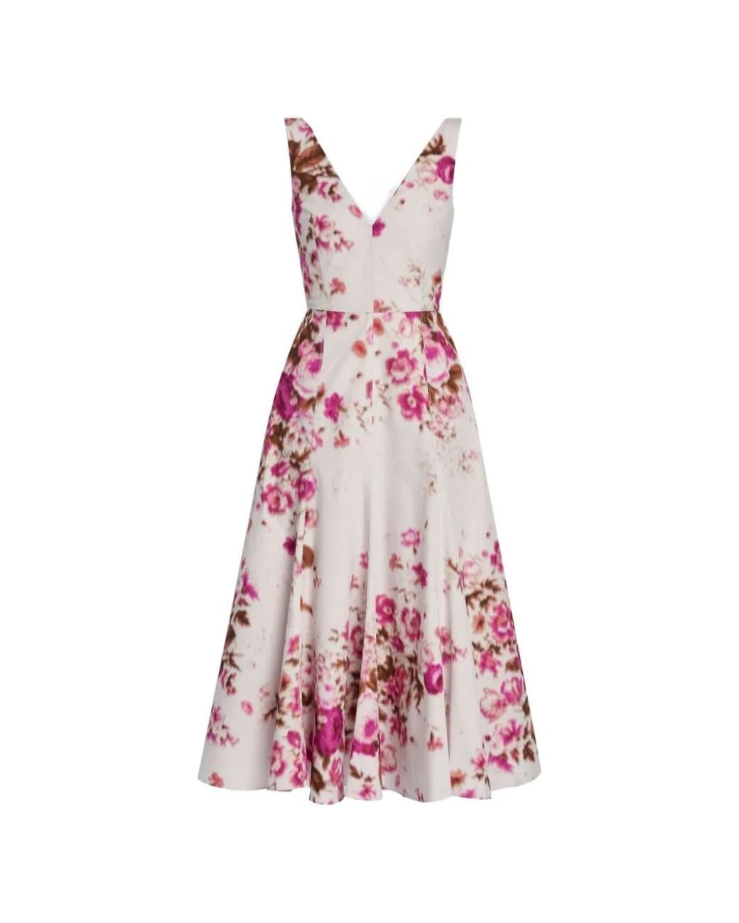 Erdem Pink V-Neck Floral-Pattern Midi Dress