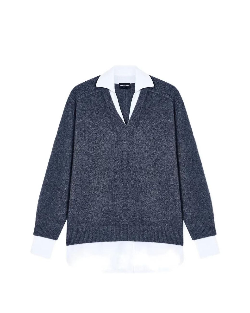 Giorgio Armani Blue Layered V-Neck Sweater