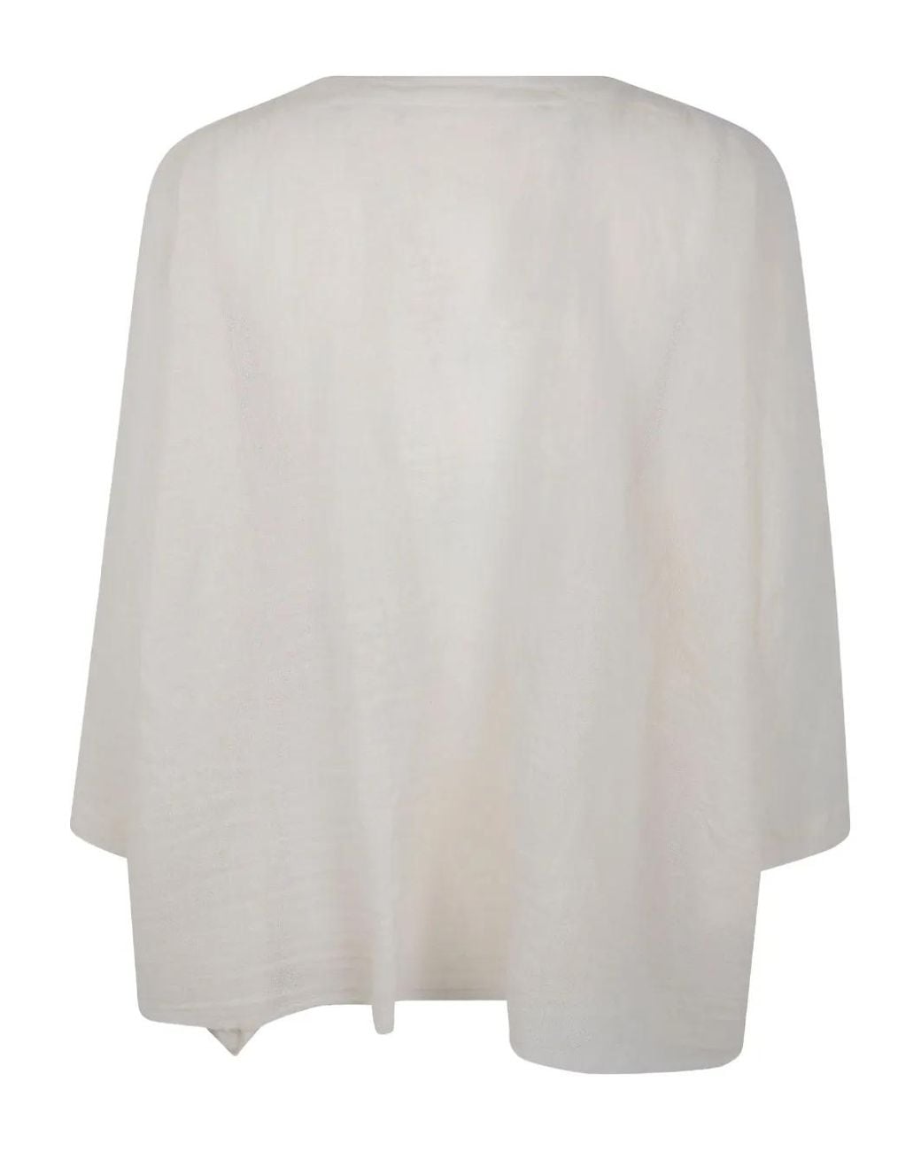 Daniela Gregis White Boat-Meck Wool Blouse