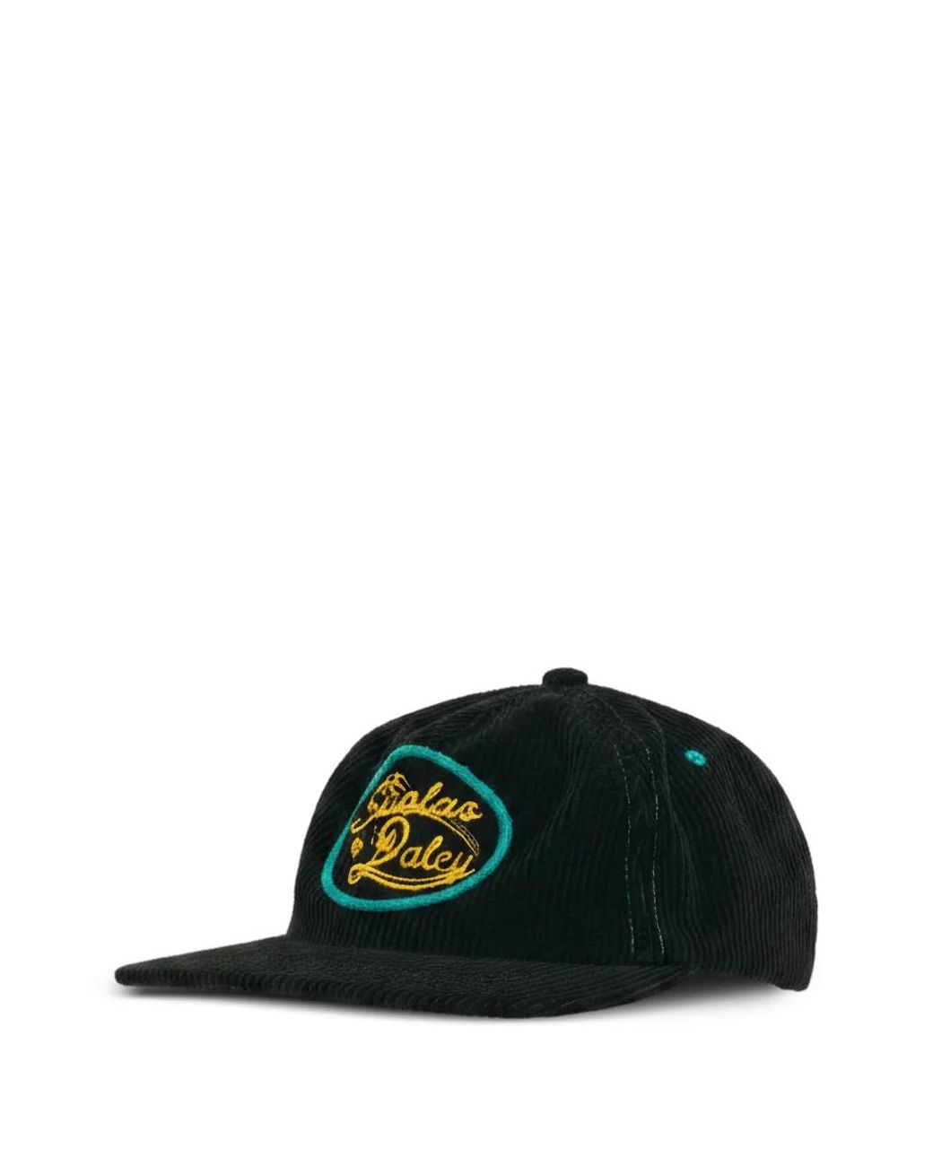 Nicholas Daley Black Records Corduroy Embroidered Cap for men