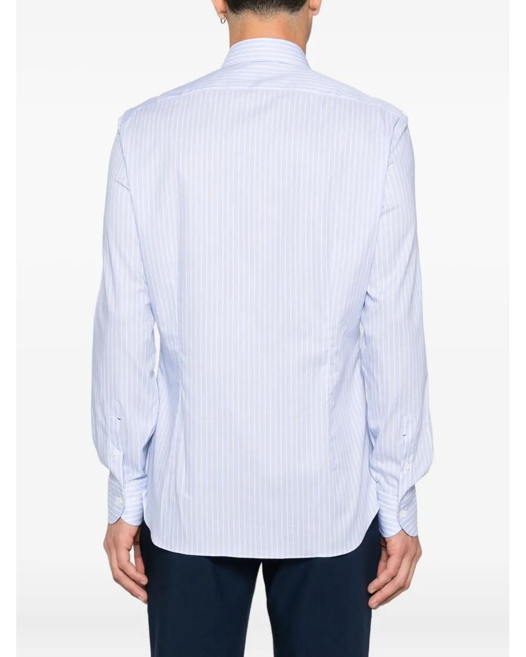 Mazzarelli White Striped-Pattern Shirt for men