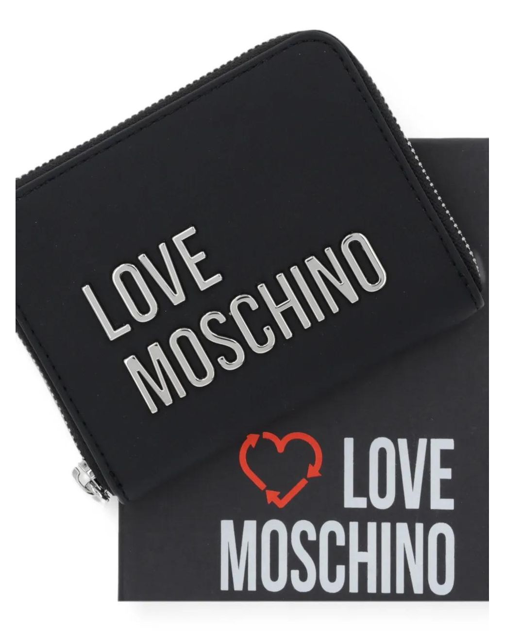 Love Moschino Black Logo-Lettering Zip-Around Wallet