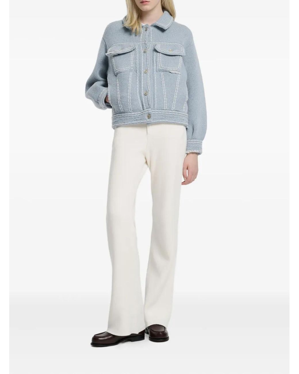 Barrie Blue Contrast-Stitching Jacket