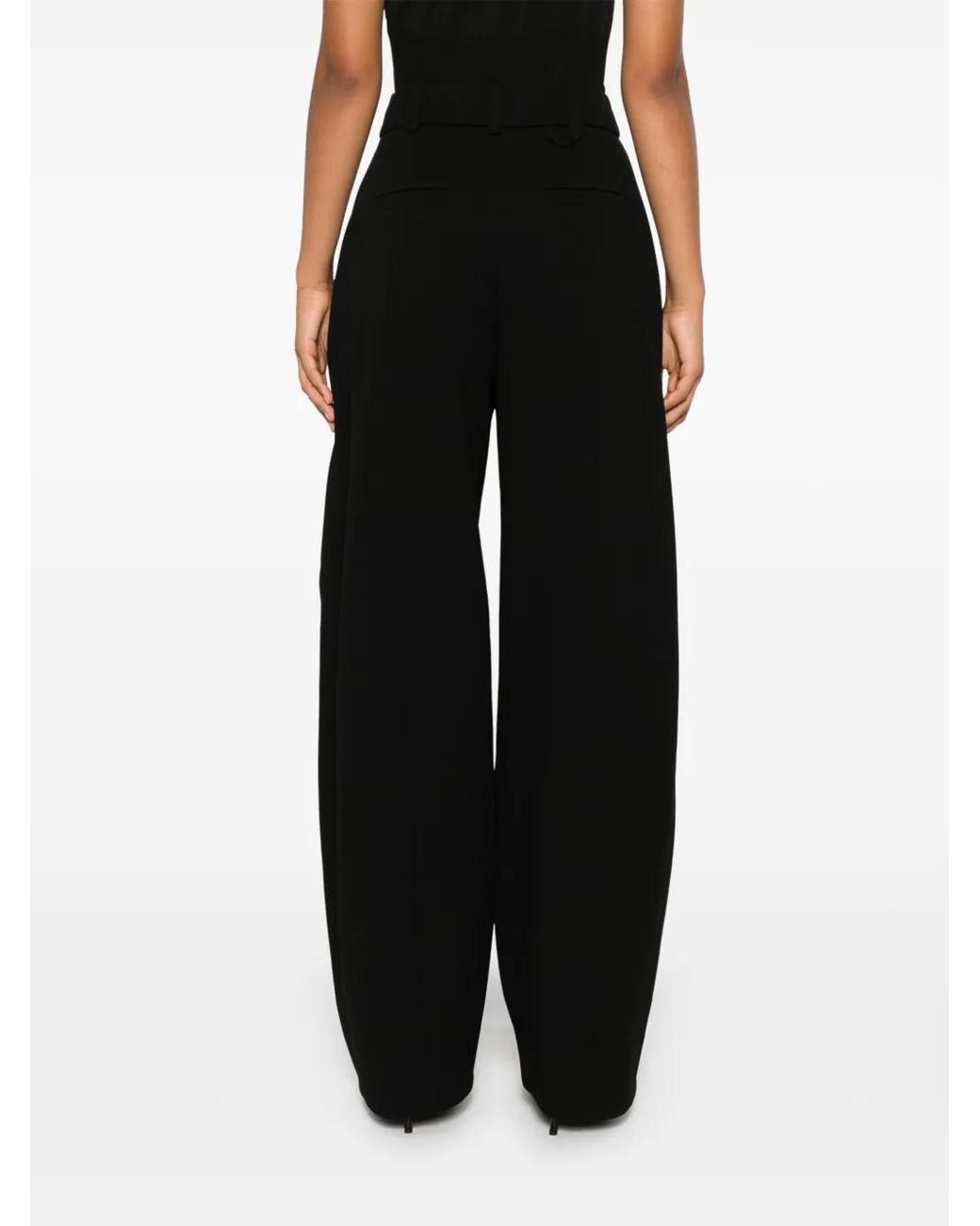Jacquemus Black Wide Leg Pants With Concealed Front Fastening For