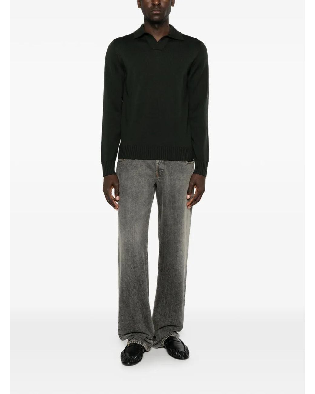 FILIPPO DE LAURENTIIS Black Polo-Collar Sweater for men