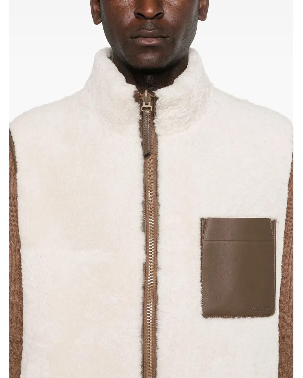 Yves Salomon Natural Shearling-Trimmed Lambskin Gilet Vest for men
