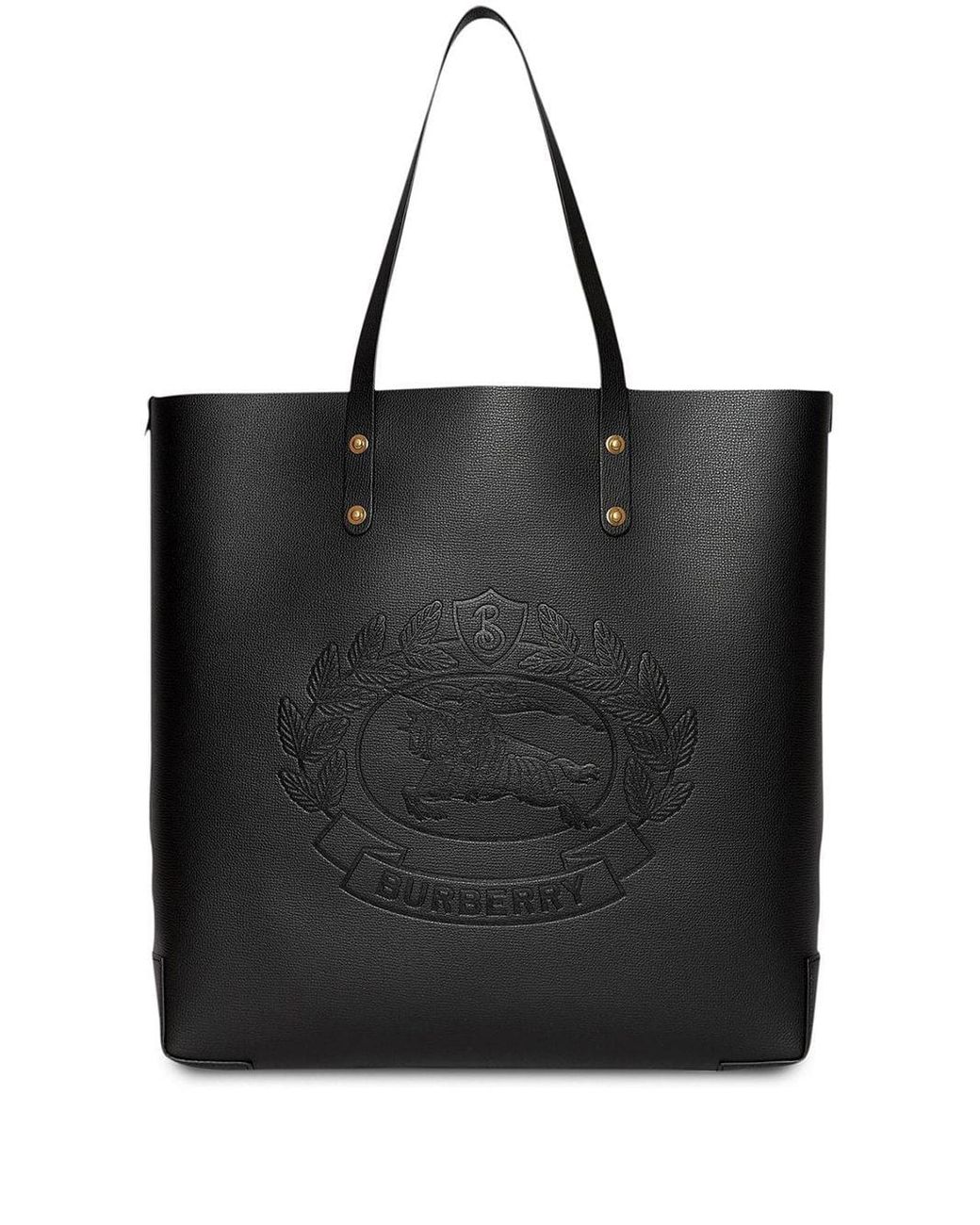 Burberry Embossed Crest Leather Tote in Black Lyst