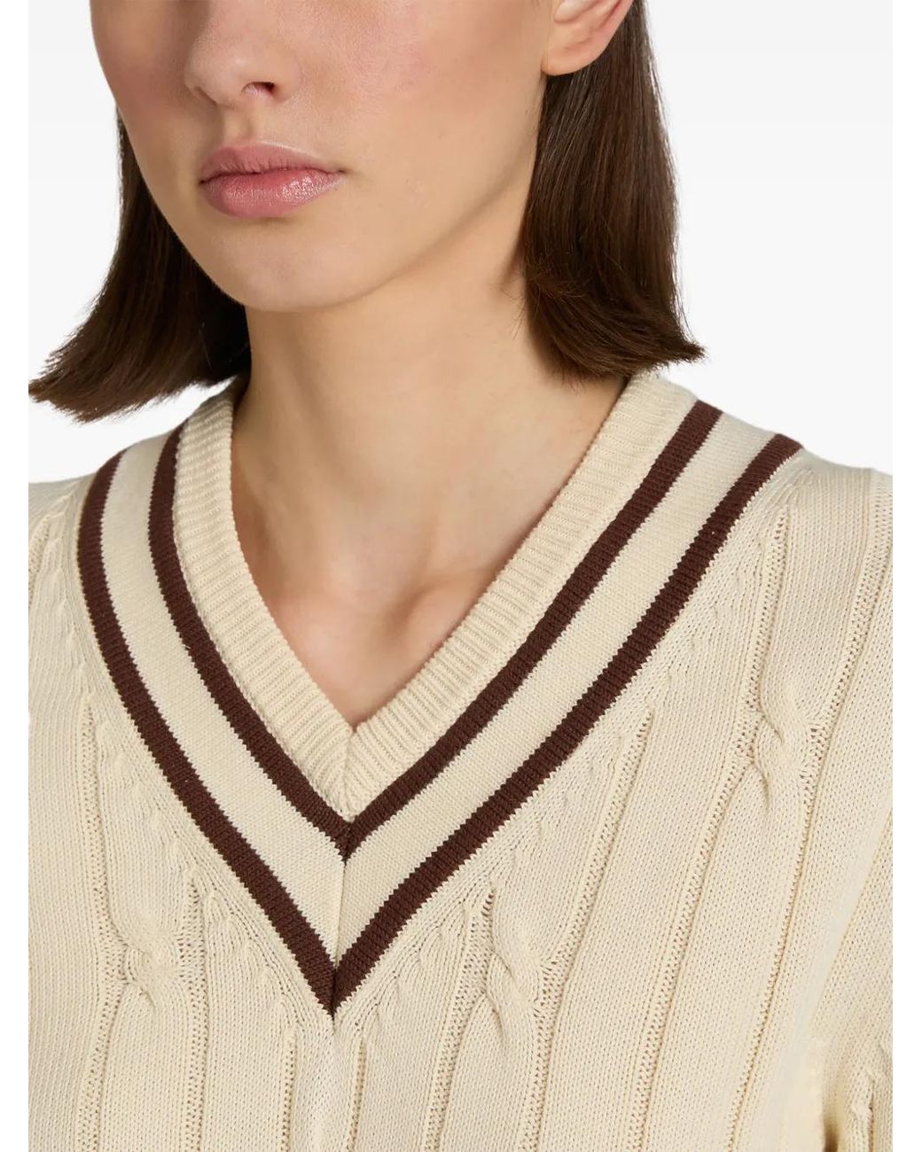 Jersey Trenzado Con Cuello En V Slowear de color White