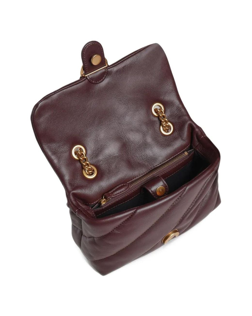 Pinko Purple Small Love Quilted Leather Shoulder Bag