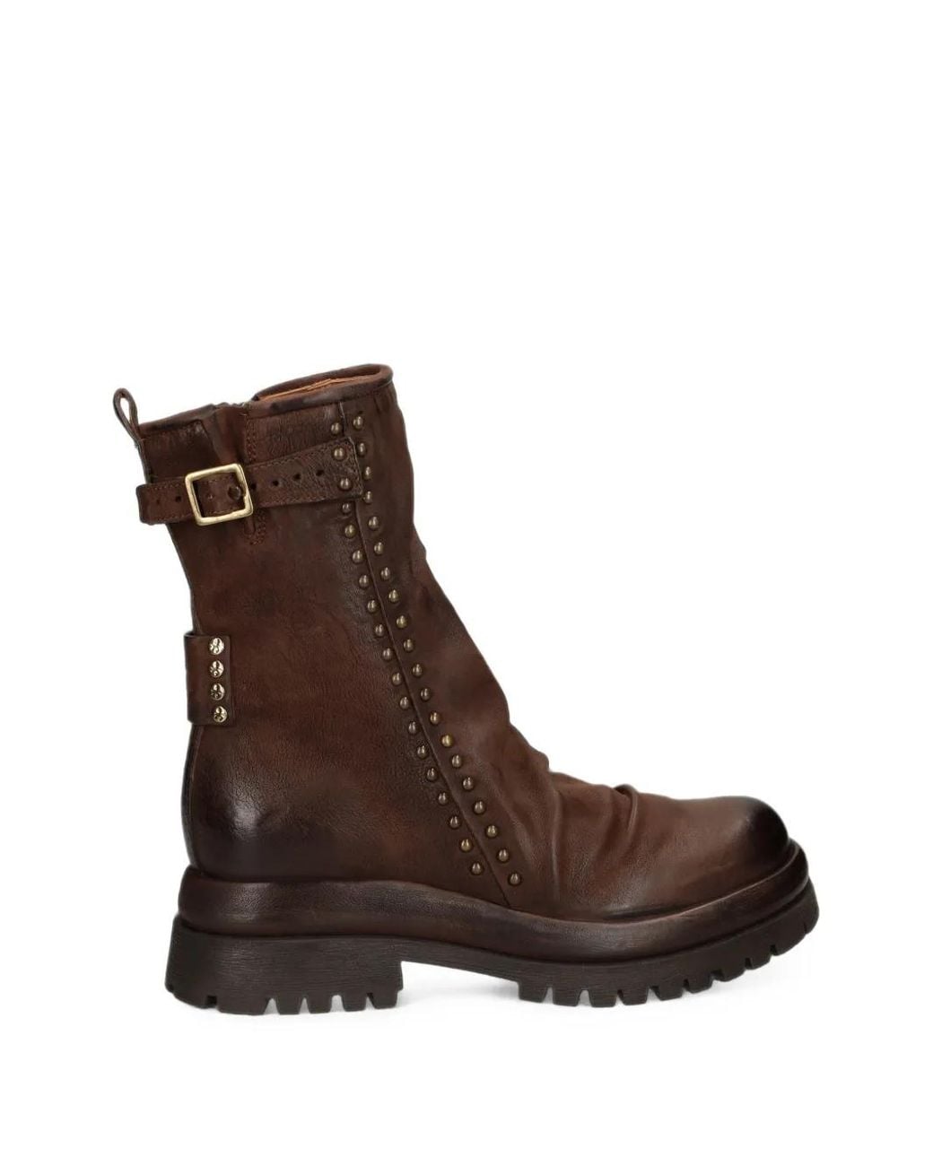 A.s.98 Brown Stud-Embellished Buckled Boots