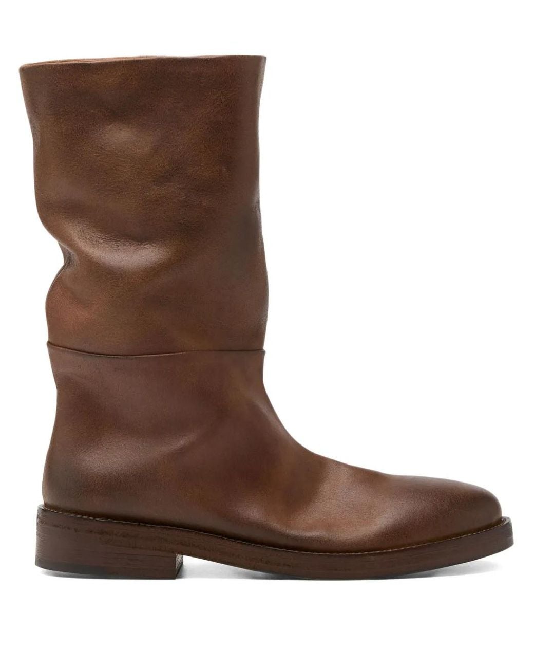 Bottes En Cuir À Effet Usé Marsèll en coloris Brown