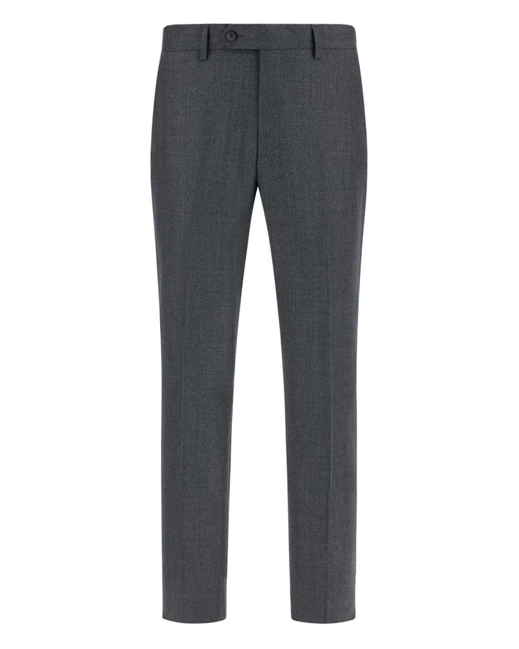 Boggi Gray Bird's Eye Wool Trousers for men