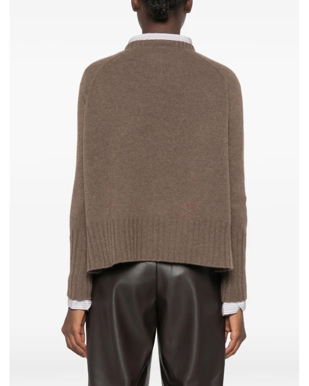 Be You Brown Long-Sleeve Ribbed-Trim Sweater