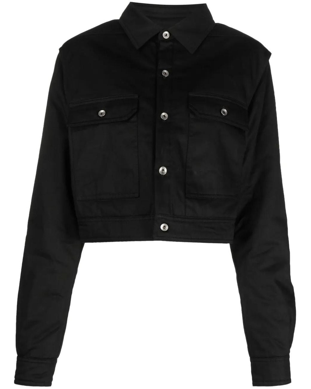 Rick Owens Black Cut-Out Cropped Jacket