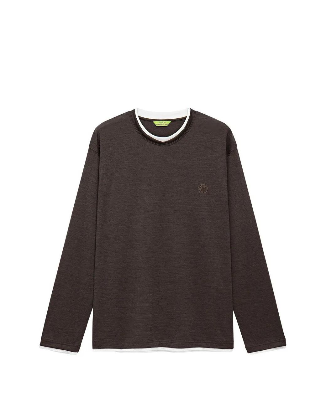 Shanghai Tang Brown Layered-Effect Long-Sleeve T-Shirt for men