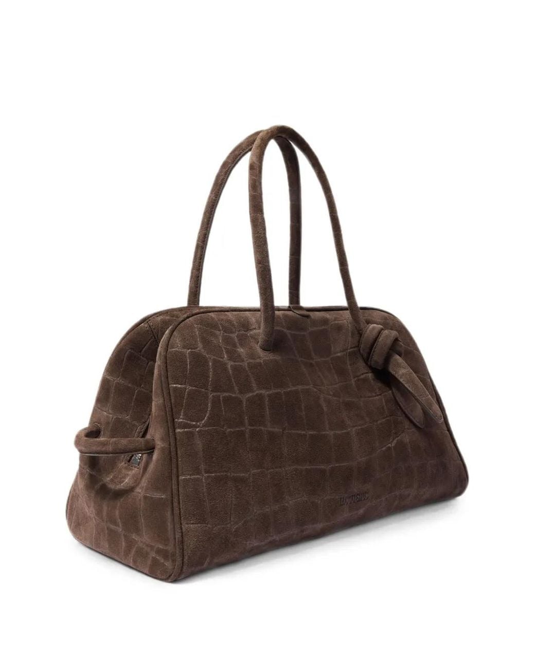 Jacquemus Brown Turismo Tote Bag With Crocodile Embossing And Knot Detailing