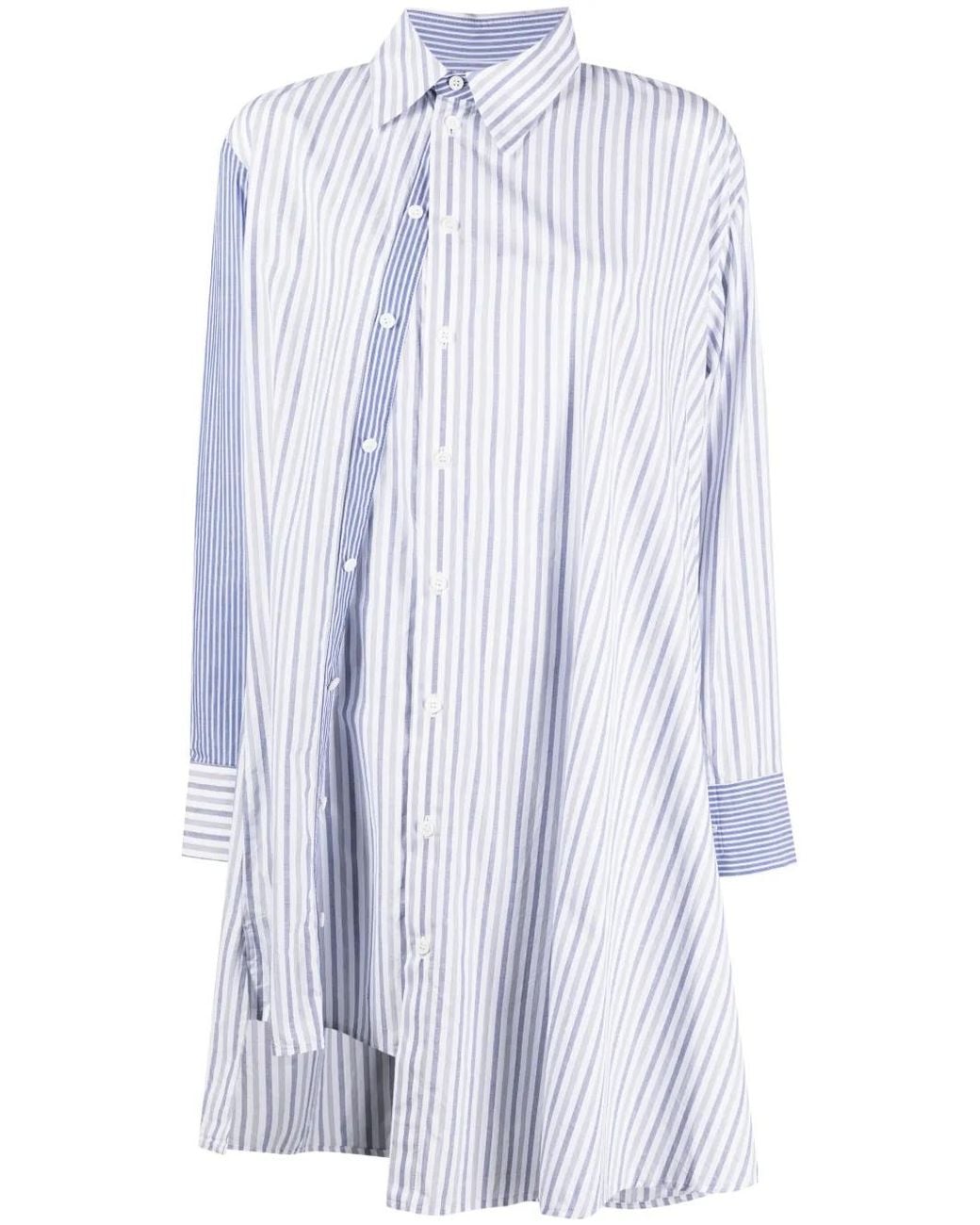 Yohji Yamamoto Blue Asymmetric Striped Cotton Shirt