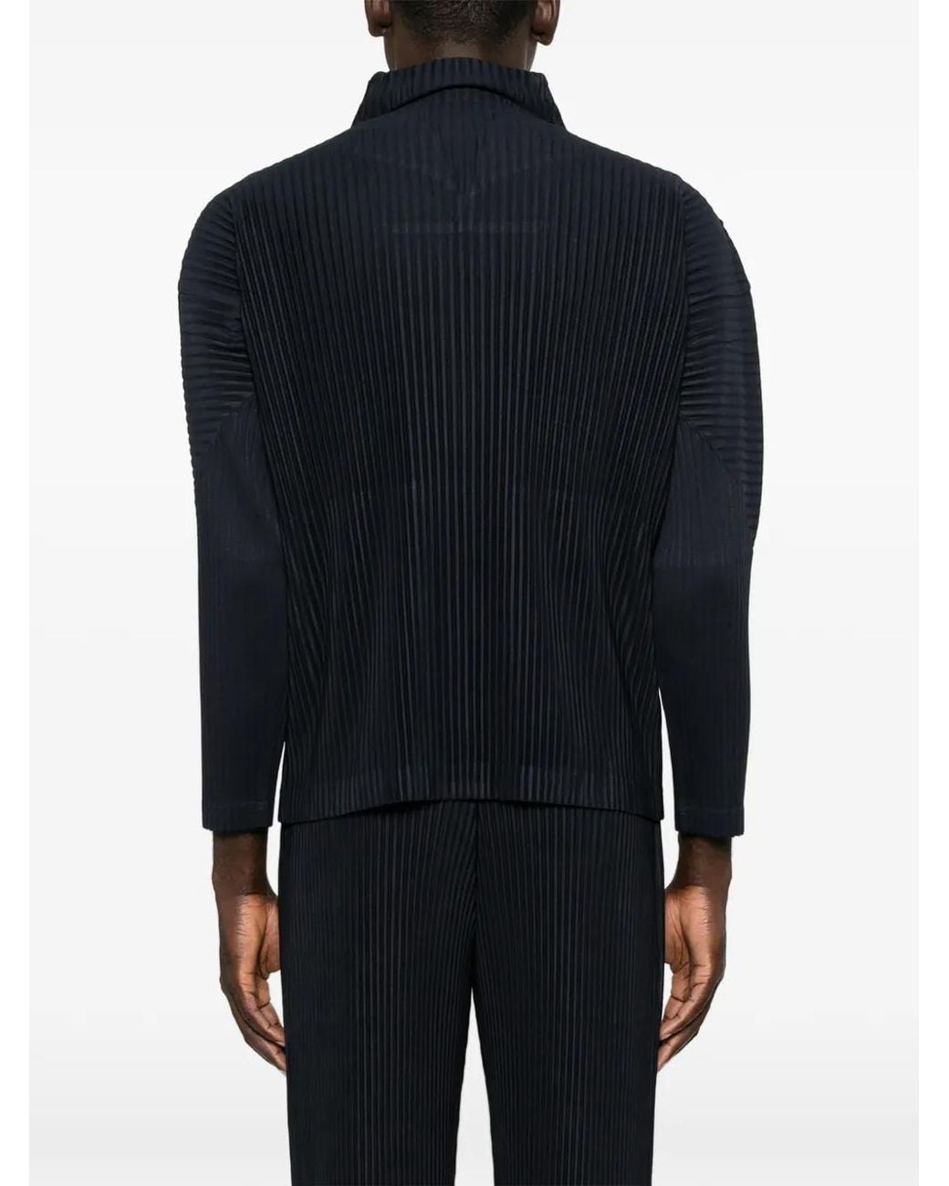 Homme Plissé Issey Miyake Blue Pleated Zip-Up Cardigan for men