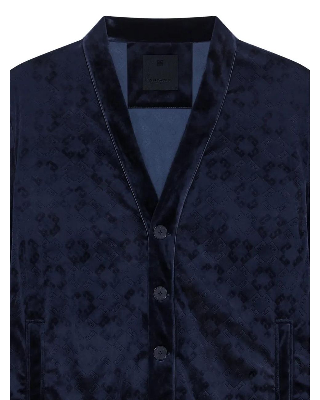 Givenchy Blue Monogram 72 Velvet Cardigan for men