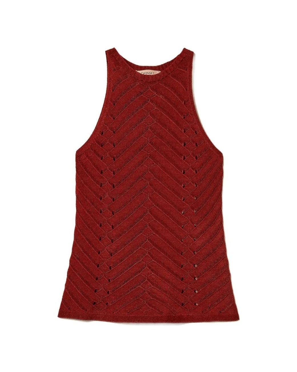 Haut En Maille À Motif De Chevrons Twinset en coloris Red