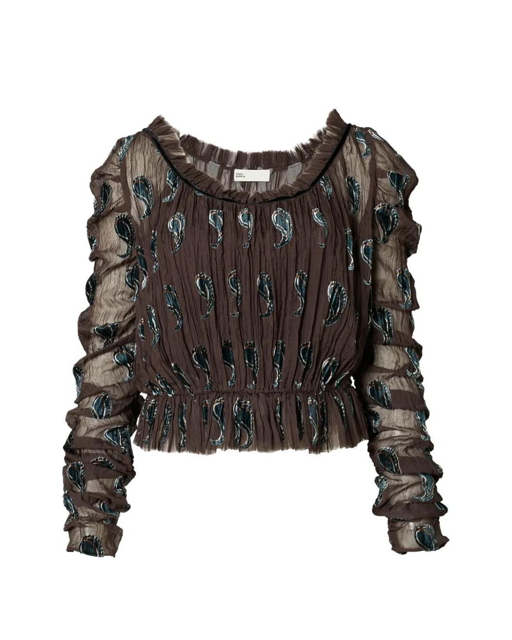 Tory Burch Black Ruched Velvet Top