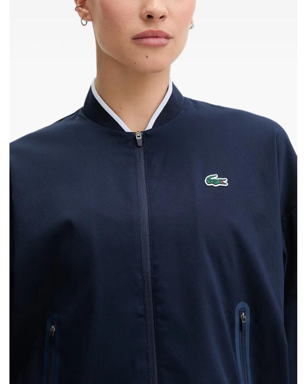 Veste Zippée À Patch Logo Lacoste en coloris Blue