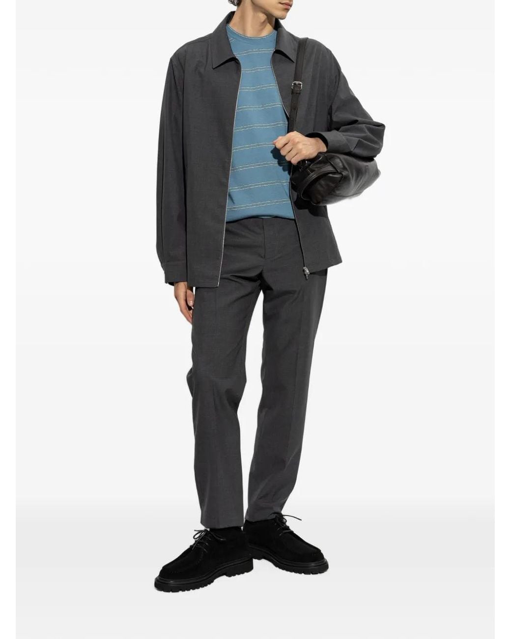 Jil Sander Gray Wool Zip-Up Jacket for men