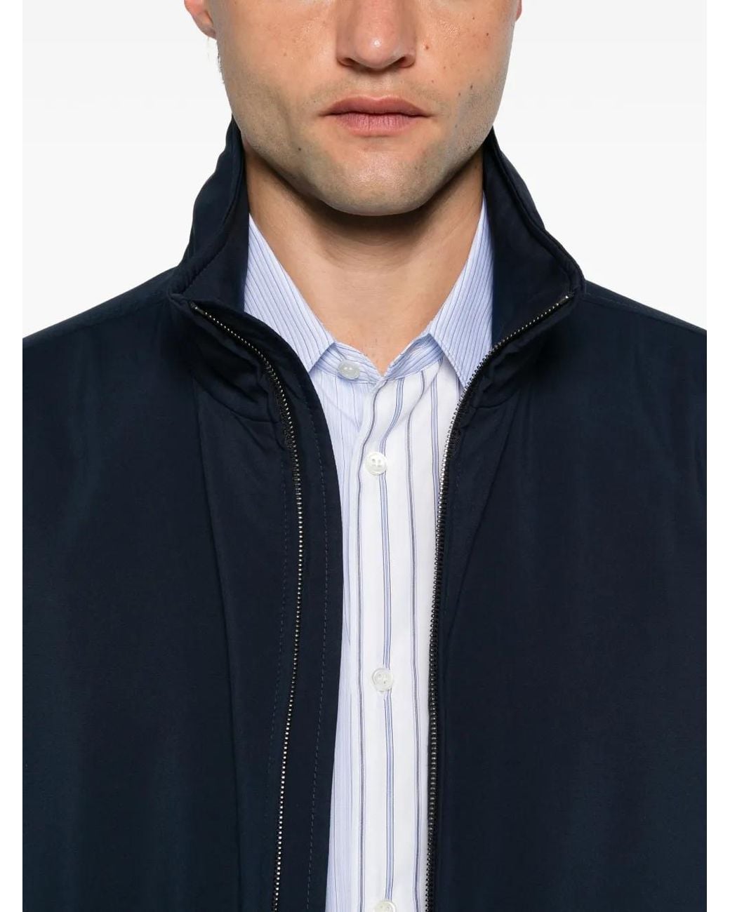 Brioni Blue Veste Bomber À Fermeture Zippée for men