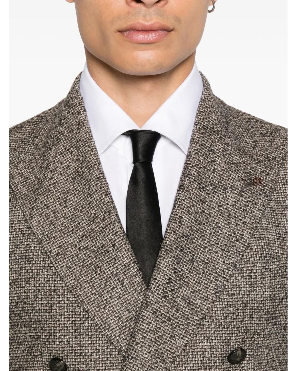Tagliatore Gray Double-Breasted Textured Blazer for men