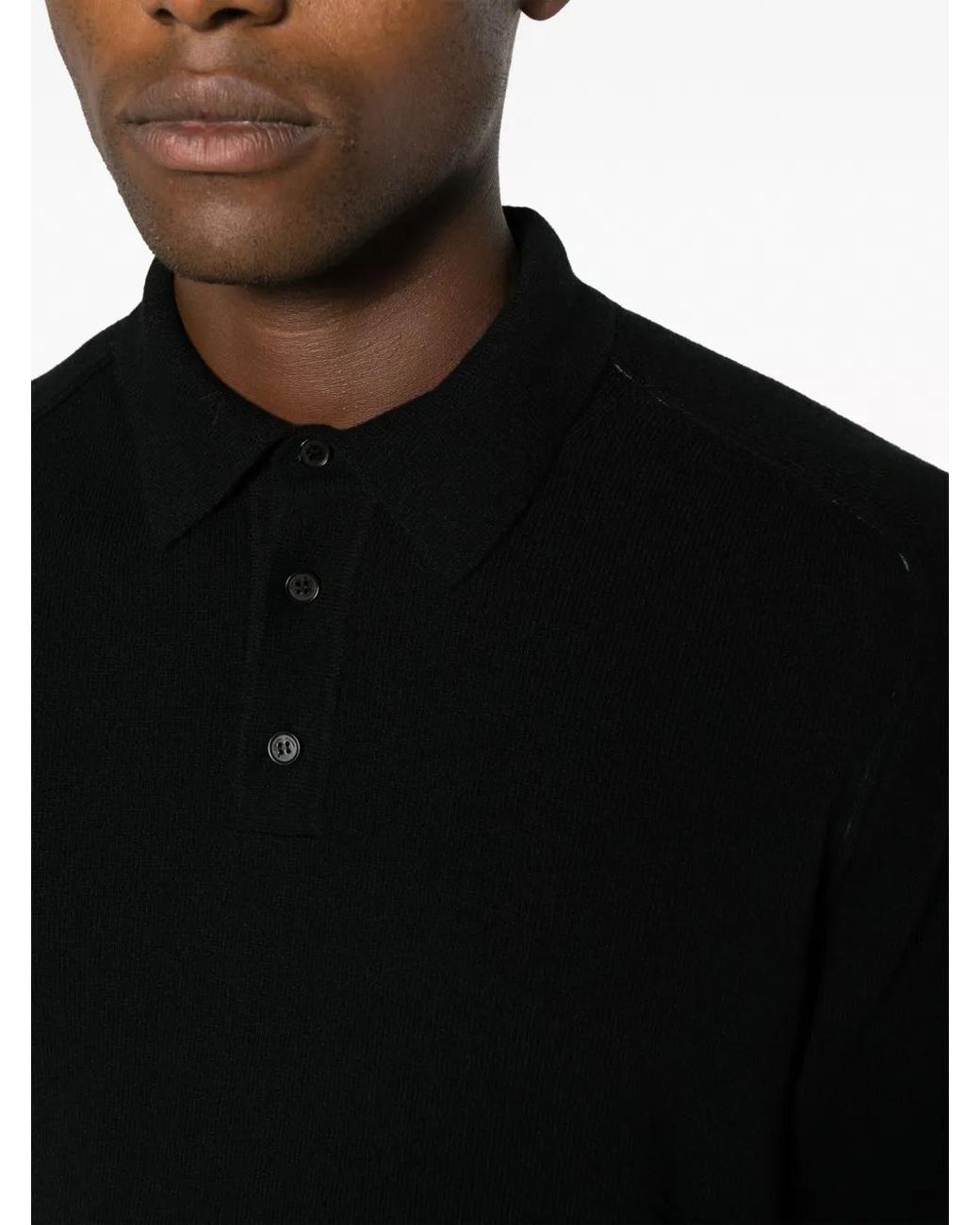 Roberto Collina Black Long-Sleeve Polo Shirt for men