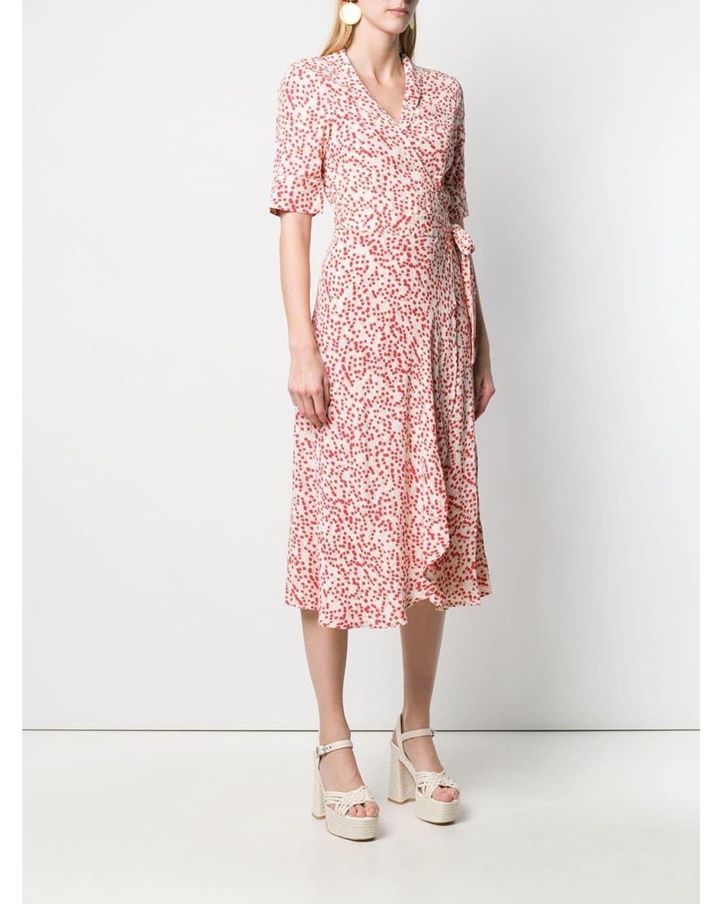 Ganni Goldstone Crepe Wrap Dress in 
