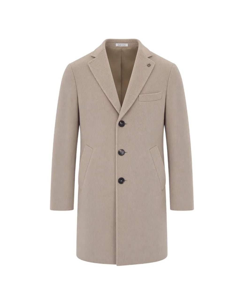 BRERAS Milano Natural Single-Breasted Notched-Lapels Coat for men