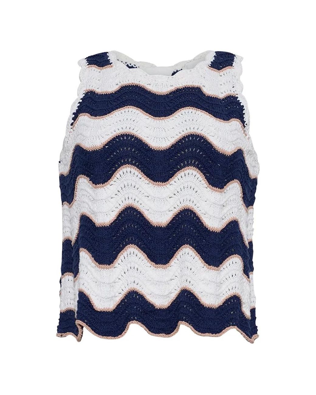 Cara Cara Blue Casey Stripe Crochet Top