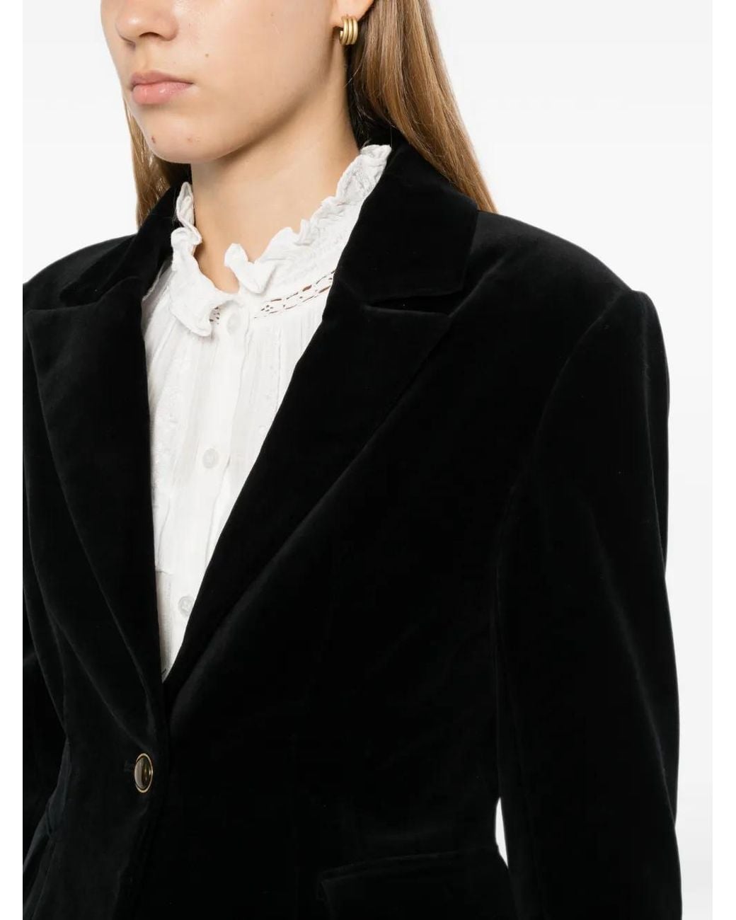 Cynthia Rowley Black Blazer Ajusté En Velours