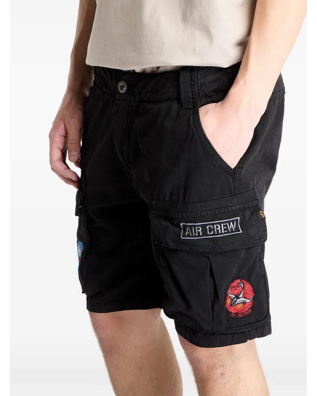 Alpha Industries Black Cotton Cargo Shorts for men