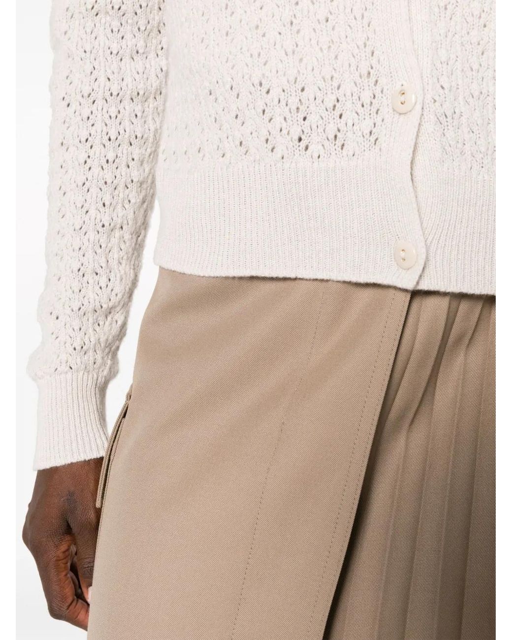 Barrie White V-Neck Cashmere Cardigan