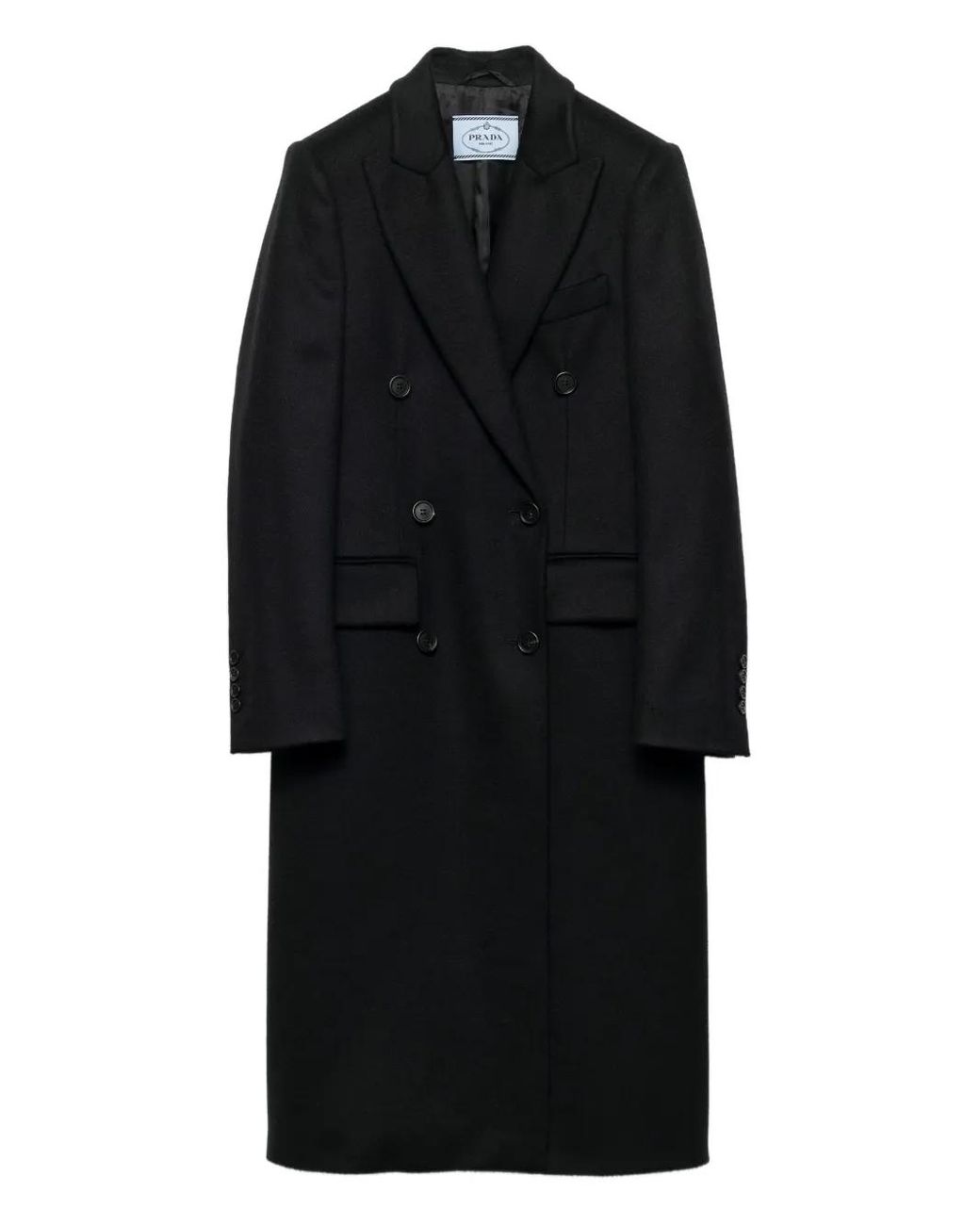 Prada Black Peak-Lapels Coat