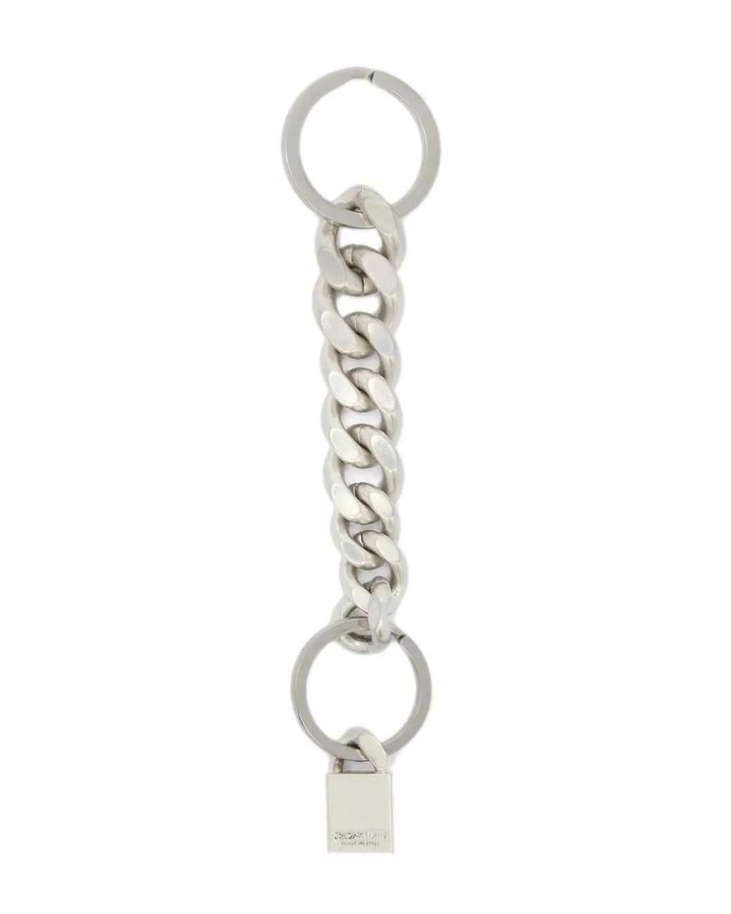 Jil Sander White Logo-Charm Chain Keyring for men