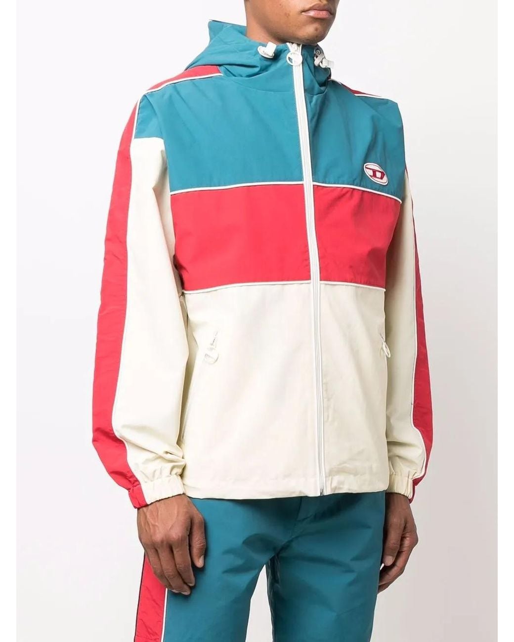 DIESEL Red Logo-Patch Hooded Jacket for men