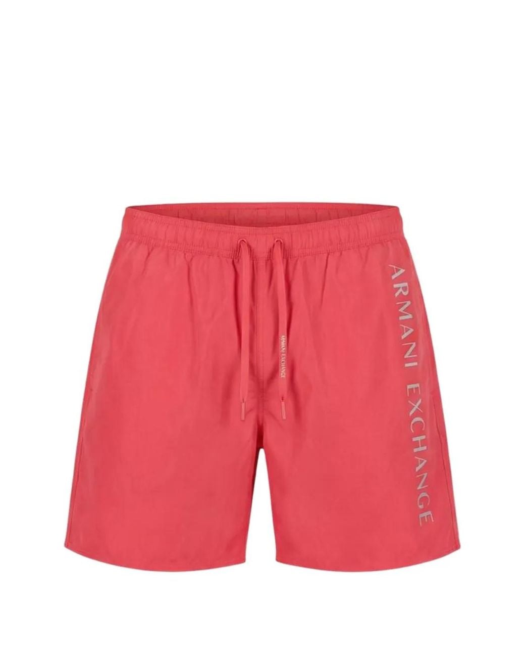 ARMANI EXCHANGE Red Short De Bain À Lien De Resserrage Et Logo Imprimé for men