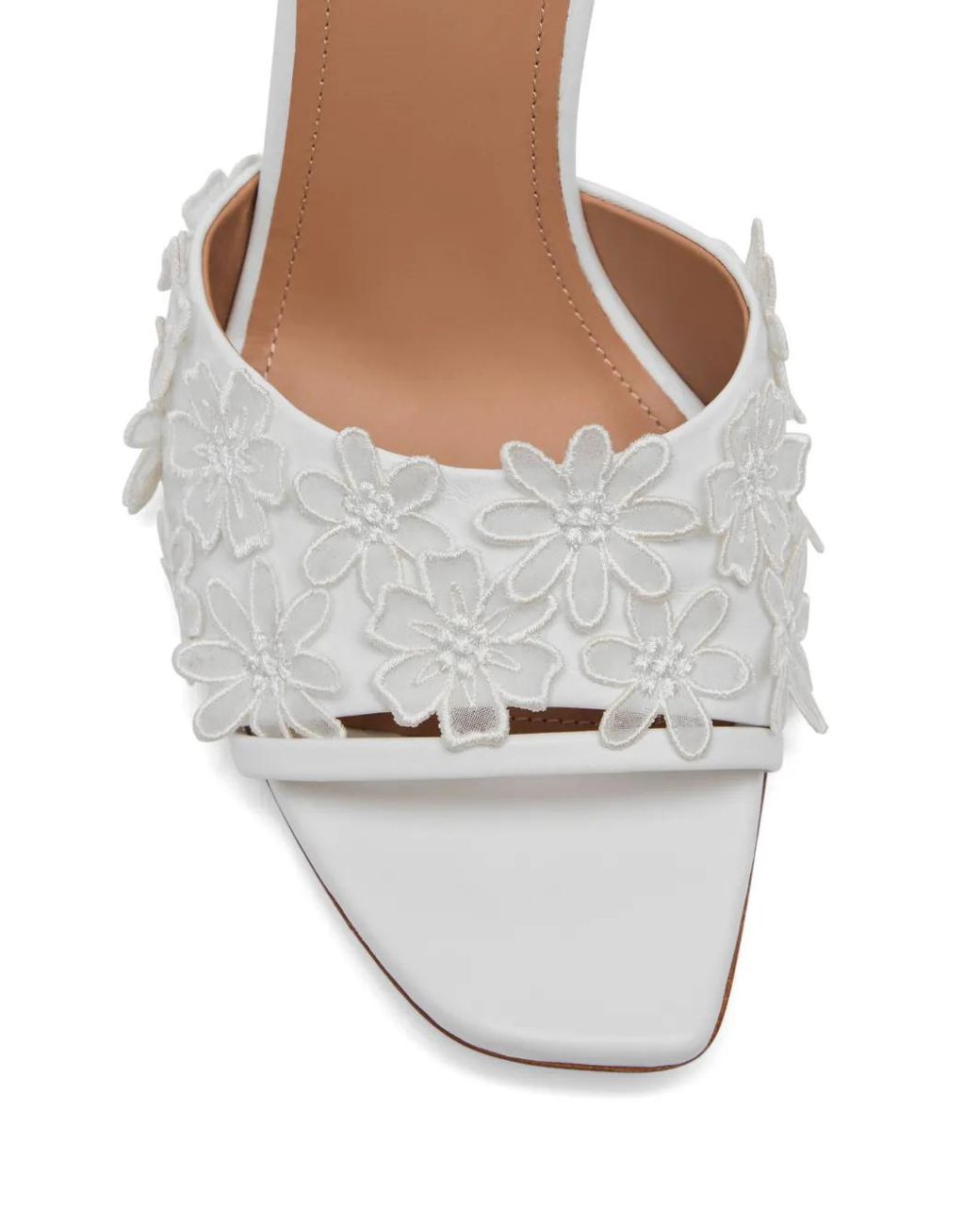 Malone Souliers White Roxanne Floral Leather Sandals